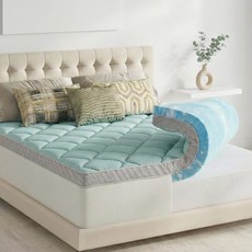 Novilla Cooling Mattress Topper Twin Size Factors Infused Pad for Hot Sleepers Breathable Cover, 블루, 킹