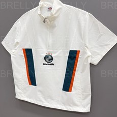 엄브로 HBL OG 컬러블럭 반팔 스탠넥 아노락 26SS 셋업 (크림)