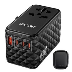 렌센트 140W 초고속 전세계 여행용 해외 멀티 플러그 어댑터 PA055B, 1개
