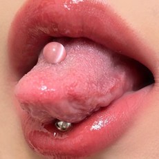 貓眼石舌釘 醫用鈦鋼 穿刺飾品, 1個, 粉色貓眼石舌釘【1個】,杆粗1.6mm /杆長16mm