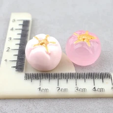 미니어처 3D 토마토 송진 카보숑 참 스크랩북 전화 장식 DIY 쥬얼리 제작 인형 집 액세서리 10 개, 01 luminous 22mm, 01 No.5light pink