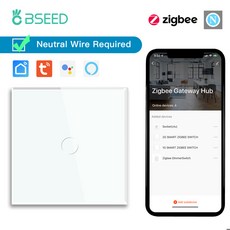 BSEED Zigbee 1/2/3Gang 터치 라이트 스위치 1/2/3Way Tuya 스마트 라이프 Alice App 제어 플러스 일반 EU 소켓 중립 필요, [01] EU 표준, 1Gang Switch