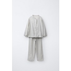 국내배송 자라 ZARA 2-6세 플로럴 자수 파자마 - 그레이 938715