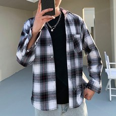 [Myshe]남성 가을 체크 티셔츠 캐주얼 남방 데일리 qxz1108FHY1110CS5