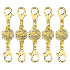 랍스터 걸쇠 커넥터가 있는 마그네틱 걸쇠 보석 제작용 원형 볼 마그네틱 걸쇠 DIY 팔찌 목걸이 5 세트/로, 01 8mm, 04 gold