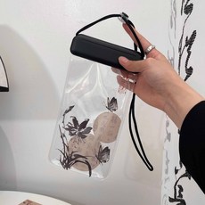 中國風手機防水袋 可觸屏游泳海邊潛水拍攝漂流掛脖透明防水手機套, 1個, 水墨竹