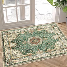 Castage 작은 러그 61 x 91.4cm(2 x 3피트) 입구 욕실 주방 입구 도어매트 보헤미안 빈티지 보헤미안 디스트레스드 세탁 가능한 액센트 실내 매트 바닥 장식