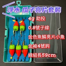 路亞瓜子亮片套裝 綁好線組套裝 含助投器, 1個, 浮水助投線組套裝, N/A