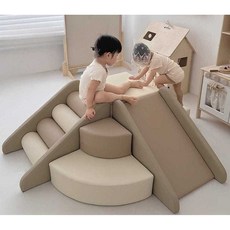 실내 놀이터 미끄럼틀 가정용 계단 쿠션 슬라이딩 실내놀이터 정글짐 어린이 놀이기구 안전, 1개, 7종 (회백)