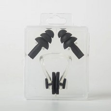 防丟耳塞 專業游泳耳塞 硅膠耳塞 男女適用 游泳用品, 1個, (D90)黑色鼻夾耳塞套裝 - 無掛繩, 黑色