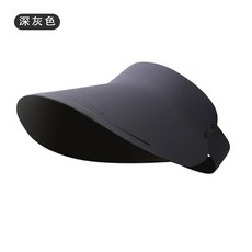 磁吸面罩防曬帽 女夏季全臉防紫外線遮陽空頂帽, 防曬帽子 深灰色, 均碼