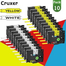 Cruxer 브라더 HSe-231 호환 라벨 테이프 카세트 열 수축 튜브 11.7mm 케이블 10 팩, [02] 10PK Black on White, [03] 12mm, 01 10PK Black on White, 8.10PK Black on White - 12mm