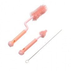 실리콘 유리병 젖병 세척솔 텀블러 병솔 물병 설거지 3종세트 브러쉬 빨대, 1개, 상세페이지 참조