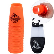 스태킹 컵쌓기 12p + 파우치 넓은 에어홀 스피드 스포츠게임, 1개, 주황