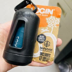 LOGIN 洛格 biohybrid 環保分離器 撿便袋 拾便袋 無紙芯 防漏 加厚設計, 1個, 分離器(黑)+1卷17入, 340g