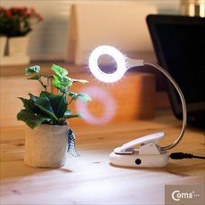탁상용 USB 램프 화이트 스텐드 18LED 원형 집게 건전지 겸용 IT598, kdongmall 정성배송 USB, 1개
