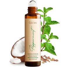 Gya Labs 페퍼민트 에센셜 오일 롤온 - 1.9ml(0.34액량 온스) 캠핑 피부 아로마테라피 완화 편리함을 위한 여행용 사이즈 롤러