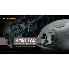 NITECORE HMB1 TAC 戰術頭盔底座 適用於 HLB20/30/40/50 頭燈支架, HMB1 TAC 戰術頭盔底座,Hlb30 系列(適用NU30系列), 1個