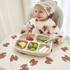 아이레빗 국내생산 유아용 아기 식탁일체형 자기주도 방수 턱받이 풀커버 긴팔, 1개, 1개입, 댕댕이