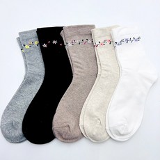 국내생산 여성 무압박 꽃무늬 임산부 발목 조임없는 양말 5켤레, 그레이 5켤레, 5개