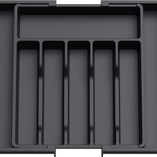 銀器餐具收納盒 可調節收縮抽屜整理架, 黑色, 1個