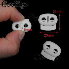 코드 잠금 스토퍼 토글 클립 로프 클램프 신발끈 백팩 스포츠웨어 가방 의류 액세서리 플라스틱 콩 2 홀 1, 09 B white