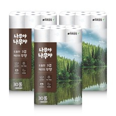 미래생활 나무야나무야 도톰한3겹 깨끗한 무향 화장지27M 30롤 3팩, 3개, 27m