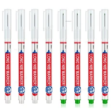 8개/대 천공 20mm 깊은 구멍 긴 머리 펜촉 마커 금속 방수 욕실 목공 다목적, 10 4 White 4 green