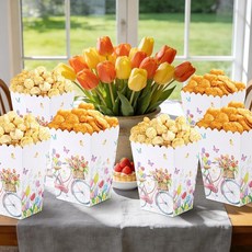 JeVenis 야생화 꽃 팝콘 상자 간식 쿠키 캔디 선물 상자 시장에서 농부의 현지 재배 파티 장식 신부 베이비 샤워 생일 파티 용품 10개, JeVenis 야생화 꽃 팝콘 상자, 간식 쿠키 캔디