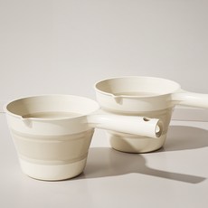 휴대용 접이식 욕실 바가지 캠핑 세차, 1세트, 베이지 2개