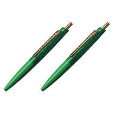 안테릭 미니 유성 볼펜 0.5mm BP10, 트랜스페어런트 그린 + 바질 그린, 2개