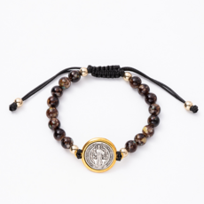 분도패 성베네딕토 은메달 원석 묵주팔찌 천주교 가톨릭 기도 성물 십자가 남녀공용 선물용 by 셀레르, 1개, 마블톤