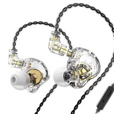 티알엔 케이블 교체형 인이어 마이크 유선 이어폰 MT1 3.5mm, 클리어 화이트