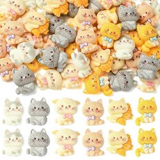 Stiesy 100피스 모조 초콜릿 슬라임 레진 참 3D 현실적인 디저트 테마 플랫백 장식 폰 케이스 DIY 네일 아트 주얼리 제작 스크랩북 장식용, Cat-6 스타일-60개