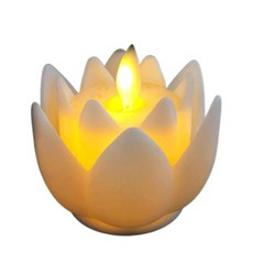 홈 데코 플라스틱 연꽃 램프 깜박이는 야간 정교한 전자 촛불 사원, 2. white