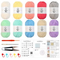 Knitt 棉朵朵針織線 10球 鉤針DIY組, 粉彩, 1組