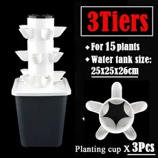3~ 6 계층 DIY 홈 발코니 수경 성장 타워 농장 온실 야채 토양없는 심기 수직 화분, 07 3Tiers 15Holes