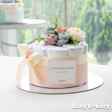 [기저귀케익] 크리미 파스텔_핑크 (출산선물 백일 돌) (베이비베이커리 본사 / 오후5시 이전 주문건 당일출고), 1개
