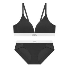 코데스콘바인 CODES COMBINE INNERWEAR 골지 챠콜 노와이어 브라 햄팬티 세트