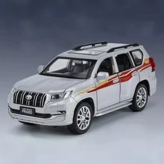 HAOCHI 1/24 Toyota PRADO 랜드 크루저 SUV 합금 자동차 모델 다이캐스트 금속 오프로드 차량 사운드 라이, 02 Silvery, 1개