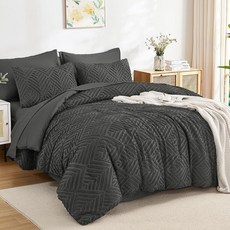 Andency 슈퍼 킹 이불 세트 올리브 그린 - 7피스 오버사이즈 베드 인 어 백 침구 세트 보헤미안 터프트 침대 이불 시트 베개 커버 및 포함 144466