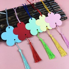 臺灣出貨 創意幼兒園許願卡吊樹卡心願卡懸掛件吊牌兒童開學祝福空白卡片紙, 五色花朵30張配彩色絲帶流蘇, 1個