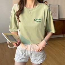 반팔 수유티 여름 수유 외출 수유복 티셔츠 상의 라이트그린 2XL