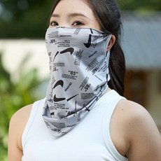 冰絲防曬面罩掛耳式面紗騎行防曬面罩遮陽運動護頸透氣男(網眼款)灰色彎鉤均碼, 1個, 均碼