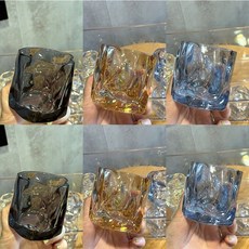 臺灣優選 扭扭杯 網紅折紙杯 炫彩威士忌酒杯 異形杯子 玻璃杯 ins高顔值喝水杯, 煙灰*2個+琥珀*2個+冰藍*2個, 1個