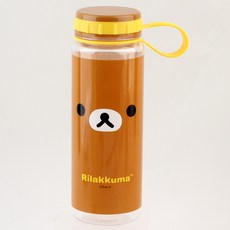 리락쿠마 핸들 물통(얼굴)/휴대용 트라이탄 물병 보틀, 브라운, 1개