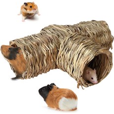 하밀레이 햄스터 잔디 터널 장난감 자연의 은신처 짚집 입구가 개방된 기니 돼지 터널 및 햄스터를 위한 튜브 홈 쥐 페럿 기니 돼지 친칠라 고슴도치와 새들