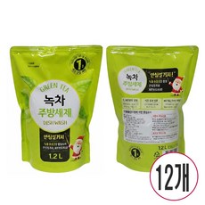설겆이세제 설거지세제 주방세제 대용량 리필 액체 녹차 1.2L 트리오세제 과일세척, 1박스