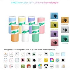 미니 프린터 용지 3롤 감열지 포켓 감열 프린터용 인쇄 가능한 스티커, 21 7R Color Sticky Mix