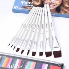 10Pcs 페이스 페인팅 브러쉬 세트 수채화 그라데이션 및 내장용 나일론 강모 아크릴 오일용, 1개